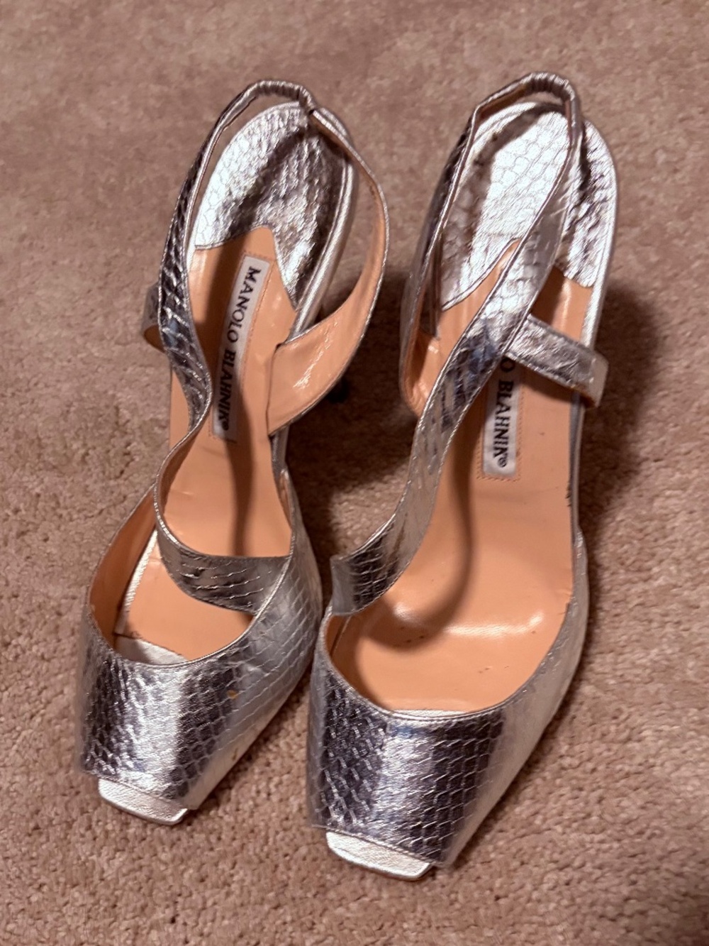 Metallic Silver Manolo Blahnik sandals